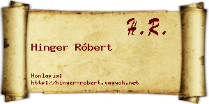 Hinger Róbert névjegykártya