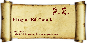 Hinger Róbert névjegykártya